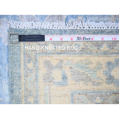 Oushak And Peshawar Wool Hand Knotted Rug Blue Ivory 2.9X11.5 -O074967