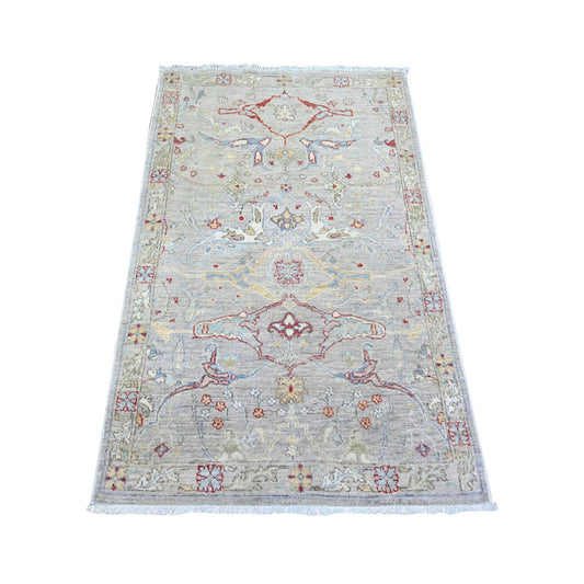 Oushak And Peshawar Wool Hand Knotted Rug Grey Gray 3.1X5.0 -O074969