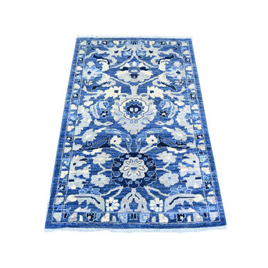 Oushak And Peshawar Wool Hand Knotted Rug Blue Blue 3.0X4.9 -O074970