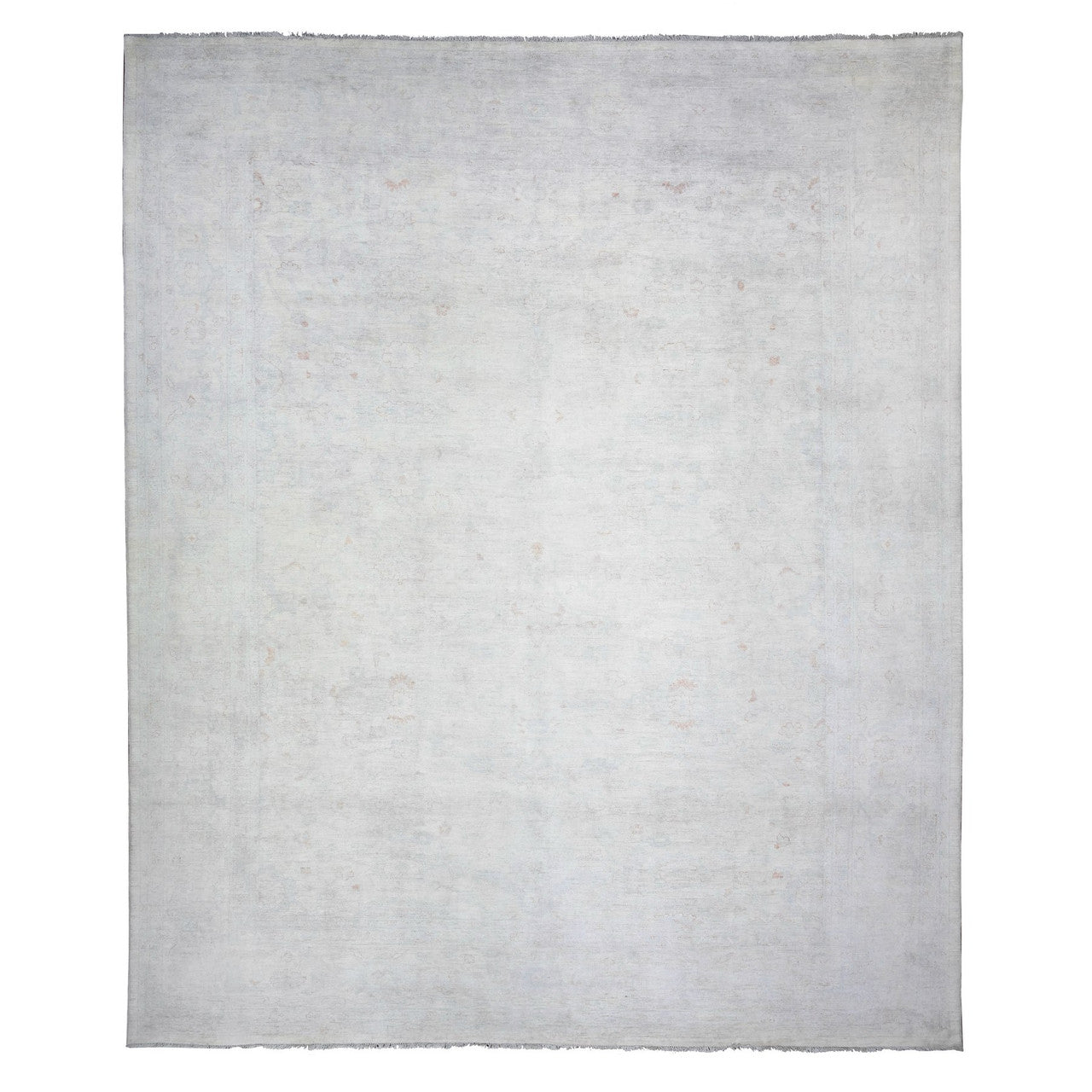 Ivory 11'11" x 14'3" Oushak And Peshawar Feather Hand knotted Wool Rug - Sku: O074971