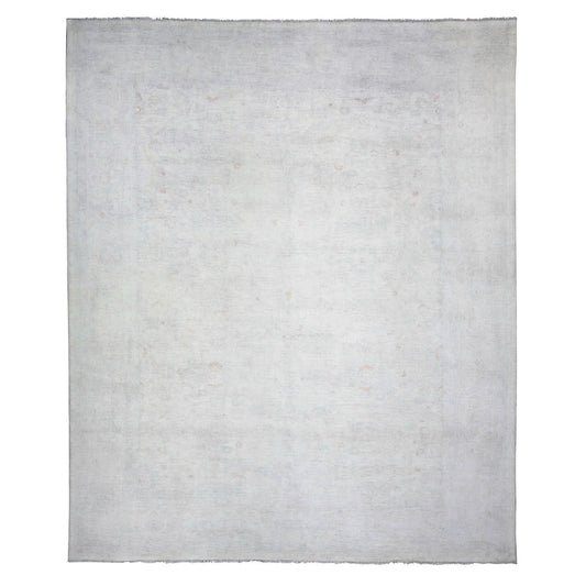 Oushak And Peshawar Wool Hand Knotted Rug Ivory Feather White 11.11X14.3 -O074971