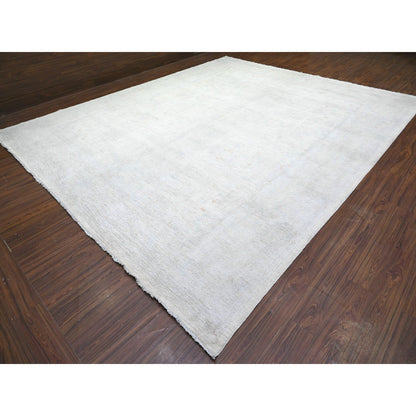 Oushak And Peshawar Wool Hand Knotted Rug Ivory Feather White 11.11X14.3 -O074971
