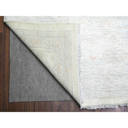 Oushak And Peshawar Wool Hand Knotted Rug Ivory Feather White 11.11X14.3 -O074971