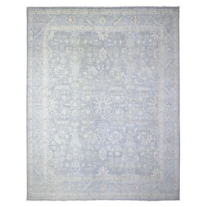Oushak And Peshawar Wool Hand Knotted Rug Grey Chrome Gray 11.9X14.4 -O074972