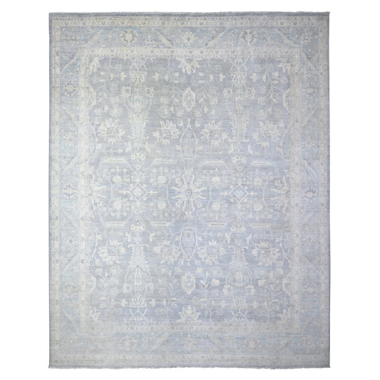 Oushak And Peshawar Wool Hand Knotted Rug Grey Chrome Gray 11.9X14.4 -O074972