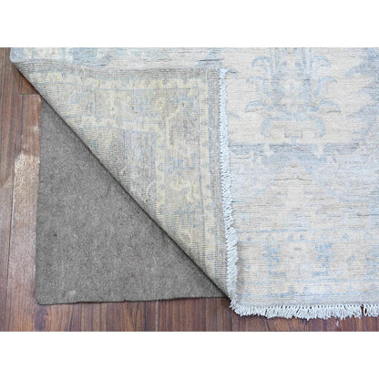 Oushak And Peshawar Wool Hand Knotted Rug Grey Ivory 4.0X9.9 -O074983