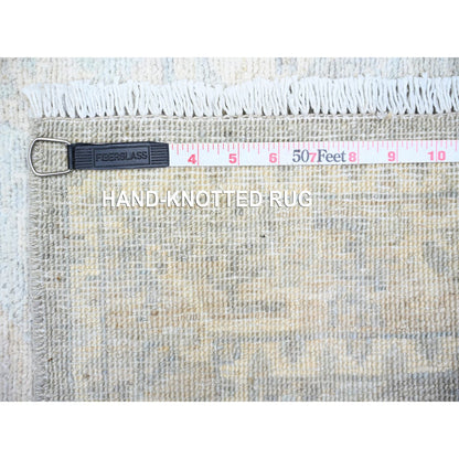 Oushak And Peshawar Wool Hand Knotted Rug Grey Ivory 4.0X9.9 -O074983