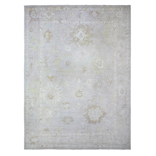 Oushak And Peshawar Wool Hand Knotted Rug Grey Gray 11.8X15.6 -O074997