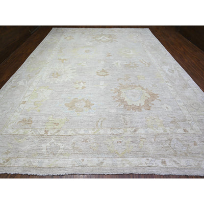 Oushak And Peshawar Wool Hand Knotted Rug Grey Gray 11.8X15.6 -O074997