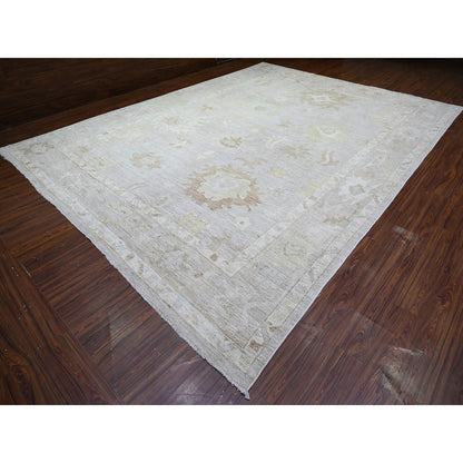 Oushak And Peshawar Wool Hand Knotted Rug Grey Gray 11.8X15.6 -O074997
