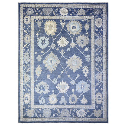 Oushak And Peshawar Wool Hand Knotted Rug Blue 12.1x15.7 -O074999