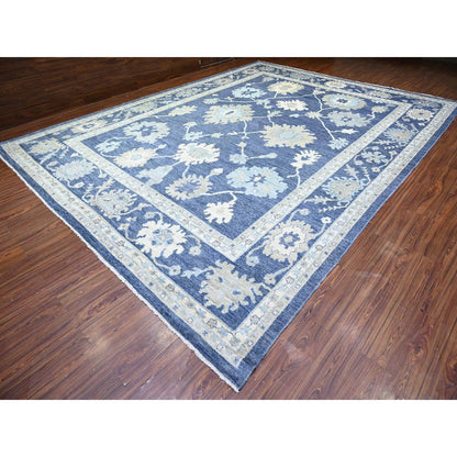 Oushak And Peshawar Wool Hand Knotted Rug Blue 12.1x15.7 -O074999