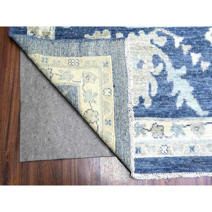 Oushak And Peshawar Wool Hand Knotted Rug Blue 12.1x15.7 -O074999