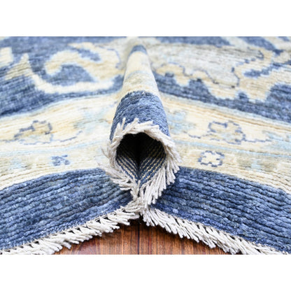 Oushak And Peshawar Wool Hand Knotted Rug Blue 12.1x15.7 -O074999