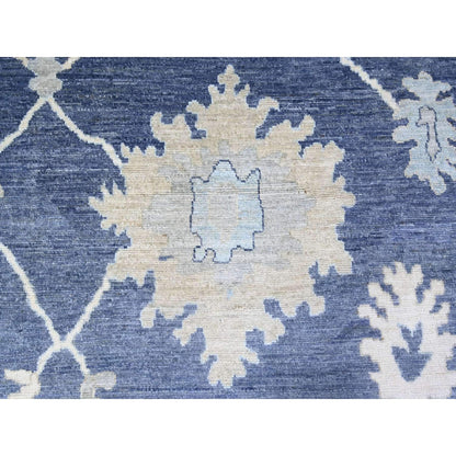 Oushak And Peshawar Wool Hand Knotted Rug Blue 12.1x15.7 -O074999