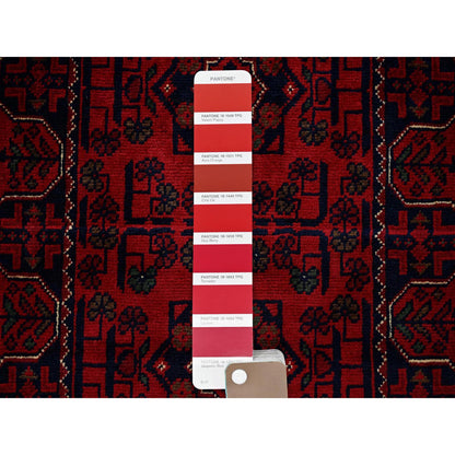 Tribal & Geometric Wool Hand Knotted Rug Red 1.10x4.10 -O0749