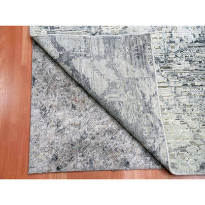 Modern and Contemporary Wool & Silk Hand Knotted Rug Grey No Border 11.9X15.3 -O075013