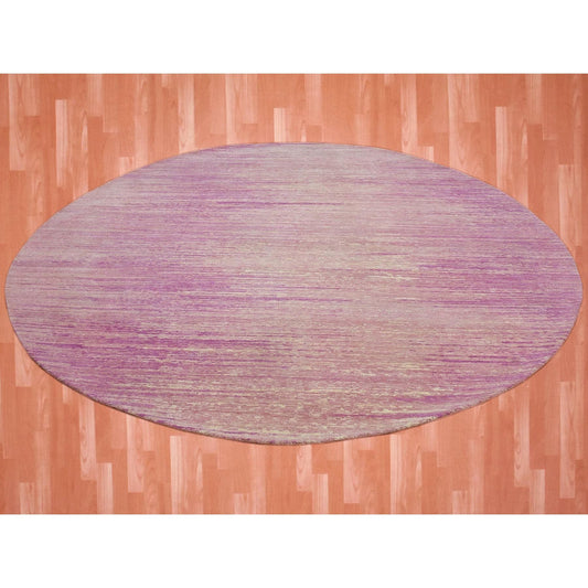 Modern and Contemporary Wool Hand Knotted Rug Pink No Border 10.1X10.2 -O075014