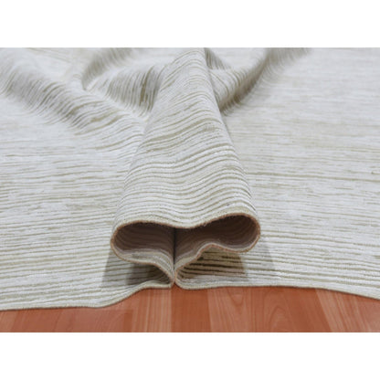 Modern and Contemporary Wool & Silk Hand Knotted Rug Ivory No Border 11.10X11.10 -O075016