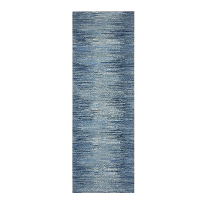 Modern and Contemporary Wool Hand Knotted Rug Blue No Border 4.1X12.2 -O075020