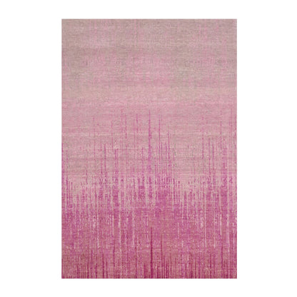 Modern and Contemporary Wool Hand Knotted Rug Pink No Border 4.1X6.2 -O075021
