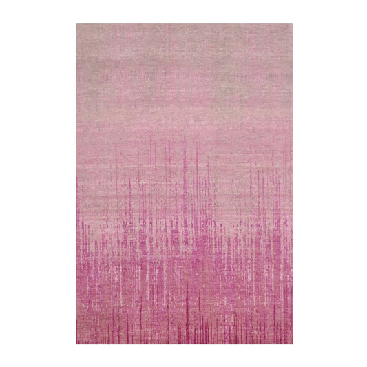 Modern and Contemporary Wool Hand Knotted Rug Pink No Border 4.1X6.2 -O075021