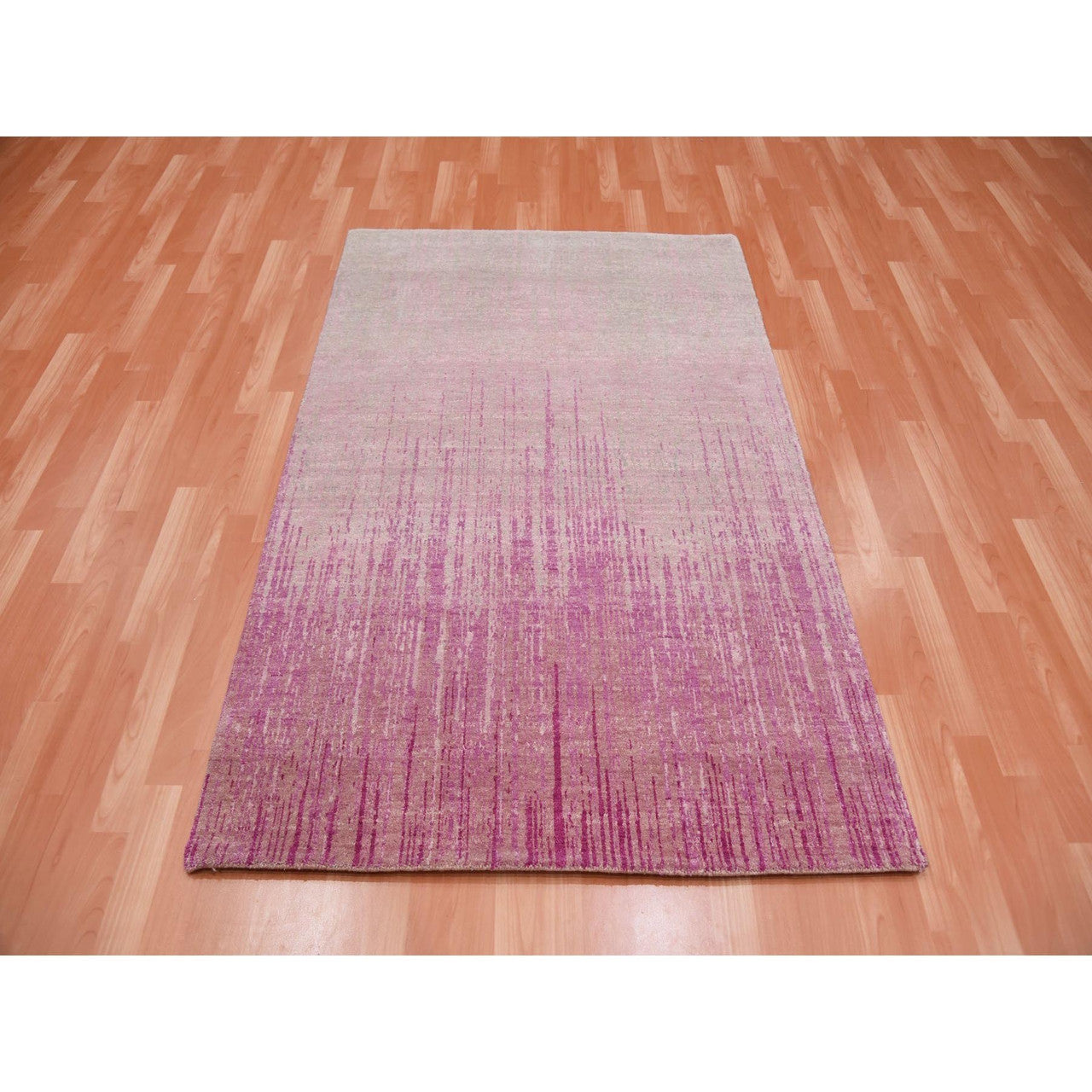 Modern and Contemporary Wool Hand Knotted Rug Pink No Border 4.1X6.2 -O075021