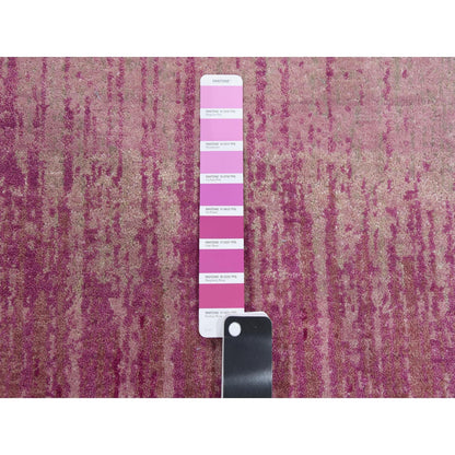 Modern and Contemporary Wool Hand Knotted Rug Pink No Border 4.1X6.2 -O075021