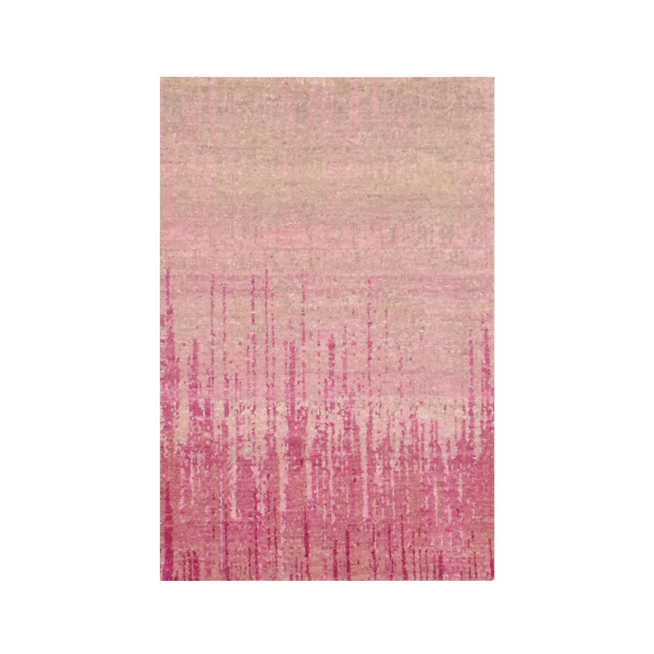 Pink 2'0" x 3'2" Modern and Contemporary Hand knotted Wool Rug - Sku: O075023