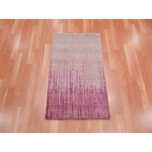Modern and Contemporary Wool Hand Knotted Rug Pink No Border 2.0X3.2 -O075023