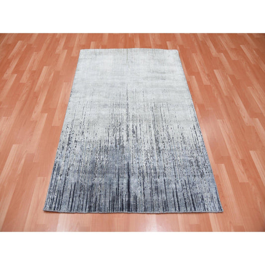 Modern and Contemporary Wool Hand Knotted Rug Grey No Border 4.0X6.0 -O075028