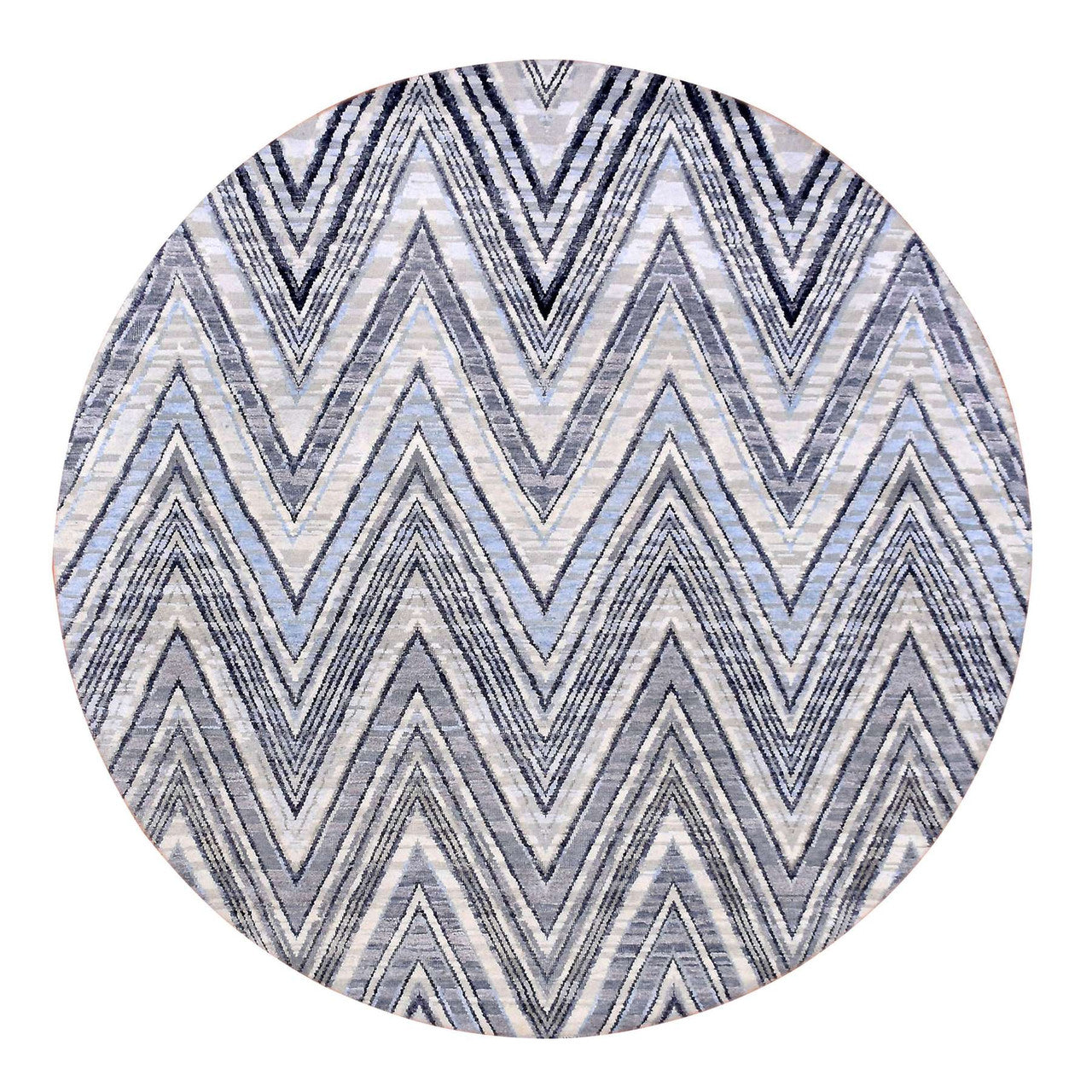 Ivory 6'0" x 6'0" Modern and Contemporary Hand knotted Wool/Silk Rug - Sku: O075029