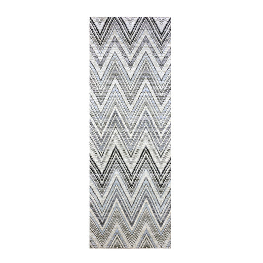 Modern and Contemporary Wool & Silk Hand Knotted Rug Ivory No Border 4.2X12.4 -O075030