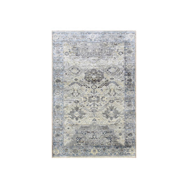 Transitional Wool & Silk Hand Knotted Rug Grey Gray 3.0X5.2 -O075037