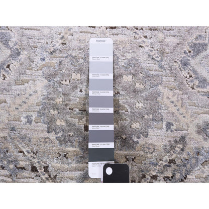 Transitional Wool & Silk Hand Knotted Rug Grey Gray 3.0X5.2 -O075037