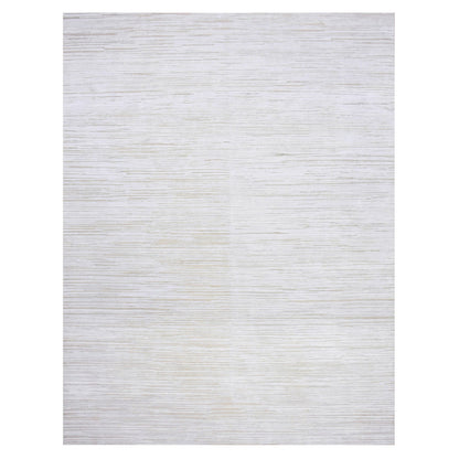Modern and Contemporary Wool & Silk Hand Knotted Rug Ivory No Border 9.1X12.0 -O075038