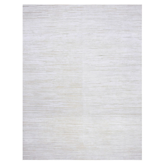 Modern and Contemporary Wool & Silk Hand Knotted Rug Ivory No Border 9.1X12.0 -O075038