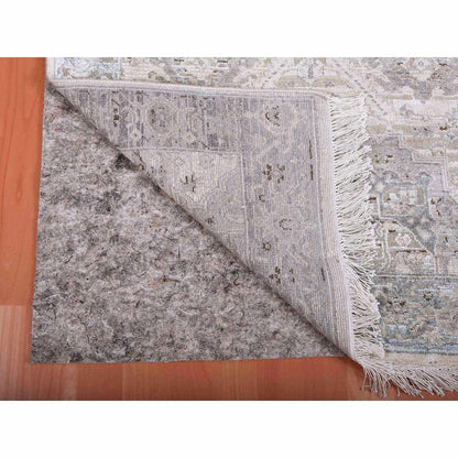 Transitional Wool & Silk Hand Knotted Rug Grey Gray 3.0X5.2 -O075040