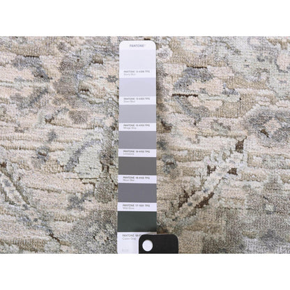 Transitional Wool & Silk Hand Knotted Rug Grey Gray 3.0X5.2 -O075040