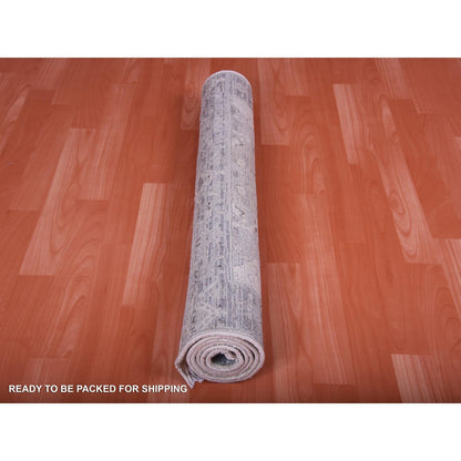 Transitional Wool & Silk Hand Knotted Rug Grey Gray 3.0X5.2 -O075040