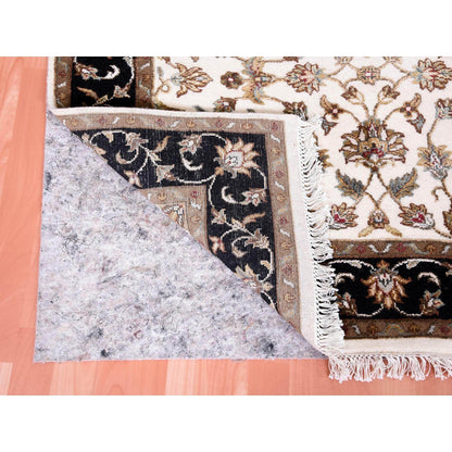 Rajasthan Wool & Silk Hand Knotted Rug Ivory 4.1x6.0 -O075046