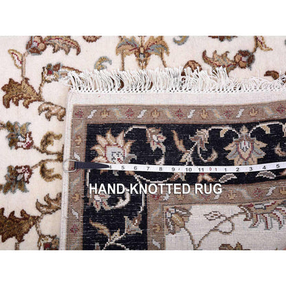 Rajasthan Wool & Silk Hand Knotted Rug Ivory 4.1x6.0 -O075046