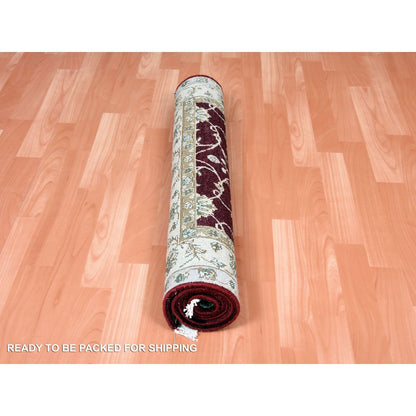 Rajasthan Wool & Silk Hand Knotted Rug Red Ivory 3.0X5.0 -O075049