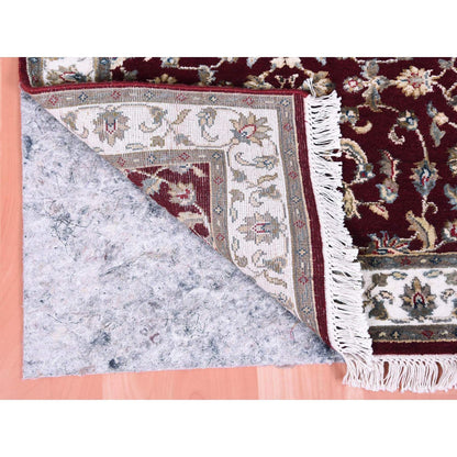 Rajasthan Wool & Silk Hand Knotted Rug Red Ivory 2.7X10.0 -O075055