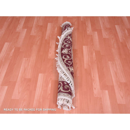 Rajasthan Wool & Silk Hand Knotted Rug Ivory Rich Red 4.1X4.2 -O075059