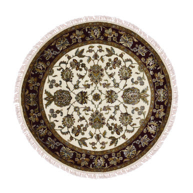 Rajasthan Wool & Silk Hand Knotted Rug Ivory Rich Red 5.2X5.2 -O075061
