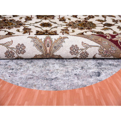 Rajasthan Wool & Silk Hand Knotted Rug Ivory Rich Red 5.2X5.2 -O075061