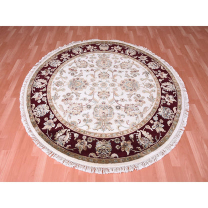 Rajasthan Wool & Silk Hand Knotted Rug Ivory Rich Red 6.0X6.1 -O075063