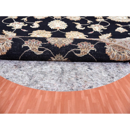 Rajasthan Wool & Silk Hand Knotted Rug Black Ivory 8.2X8.3 -O075066