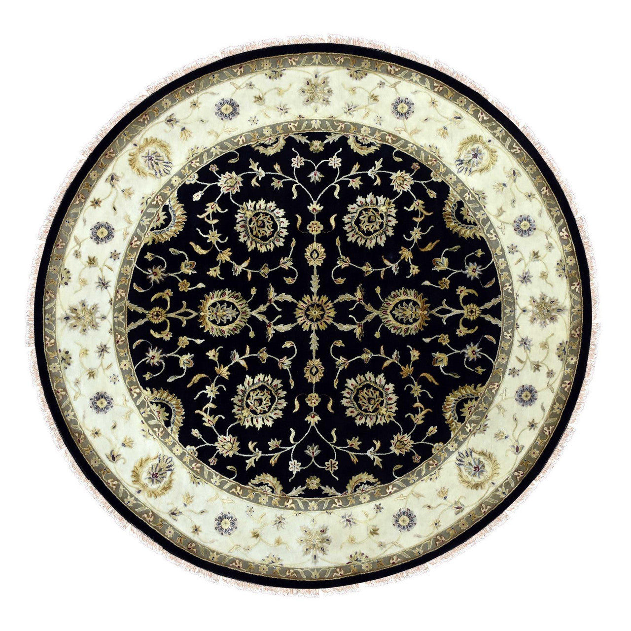 Black 10'0" x 10'2" Rajasthan Hand knotted Wool/Silk Rug - Sku: O075067